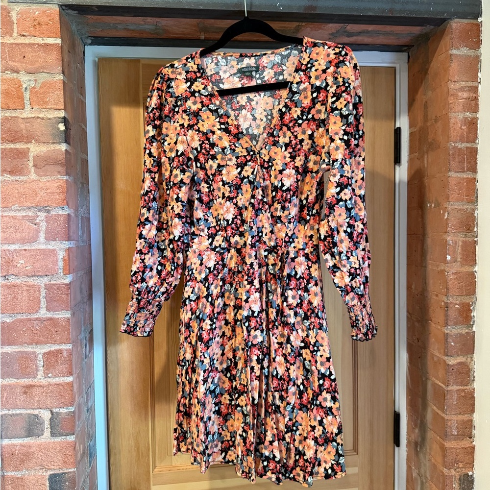 wild fable Floral V-Neck Long Sleeve Dress